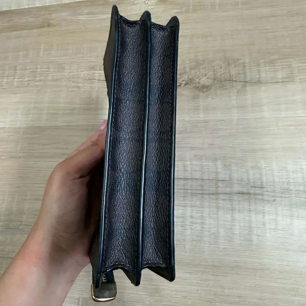 Coach Signature Coated Canvas and Leather Foldover Clutch Wallet